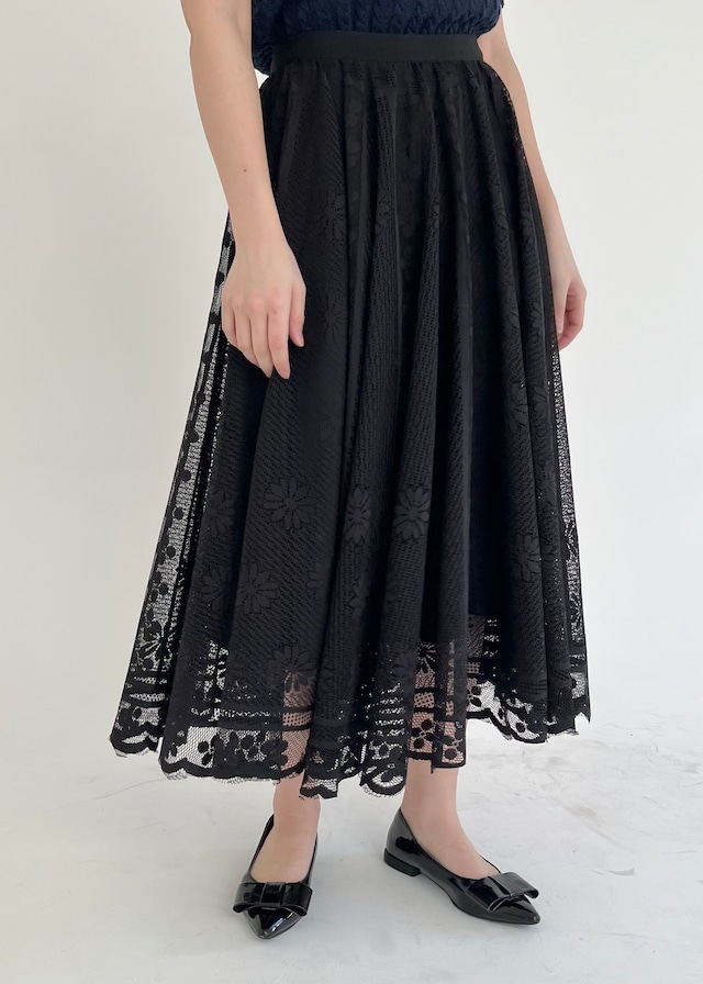 【GiGi viora】flower lace tulle skirt