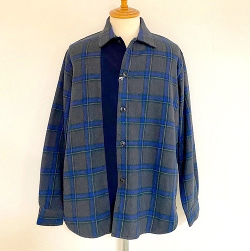 Check Switching Shirts Blouson　Charcoal / Navy