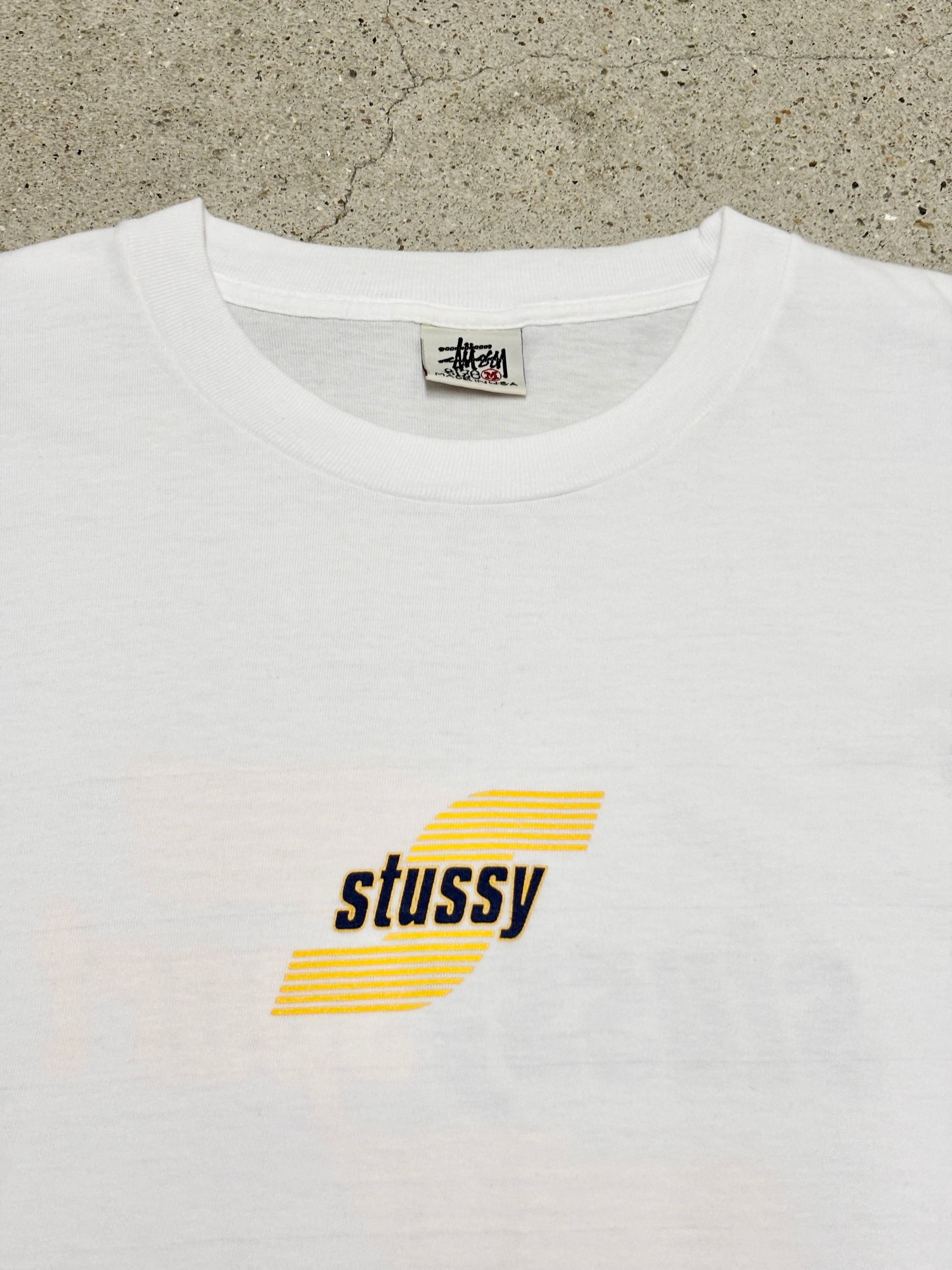 90s OLD STUSSY/STUSSY SPORT print Tee/USA製/白タグ/M/ロゴプリントT