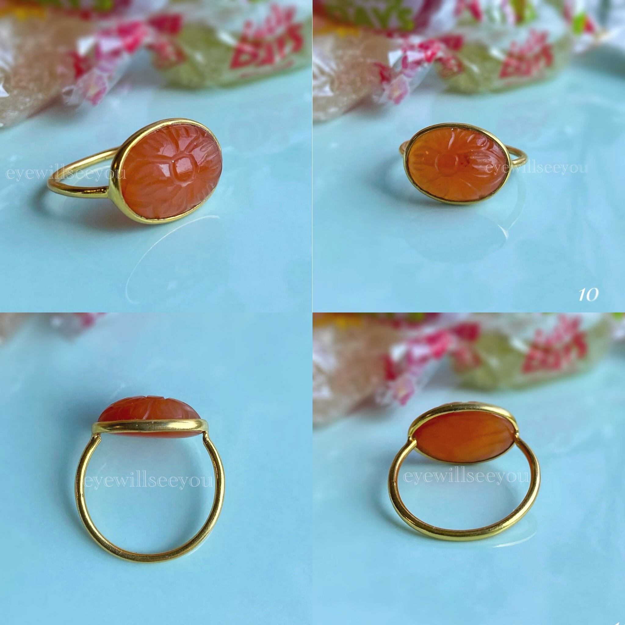 あ〜きゃん♬様　高品質　カーネリアン　ネコ　ねこ　カービング Carnelian carving ring カーネリアンカービングリング | eyewillseeyou