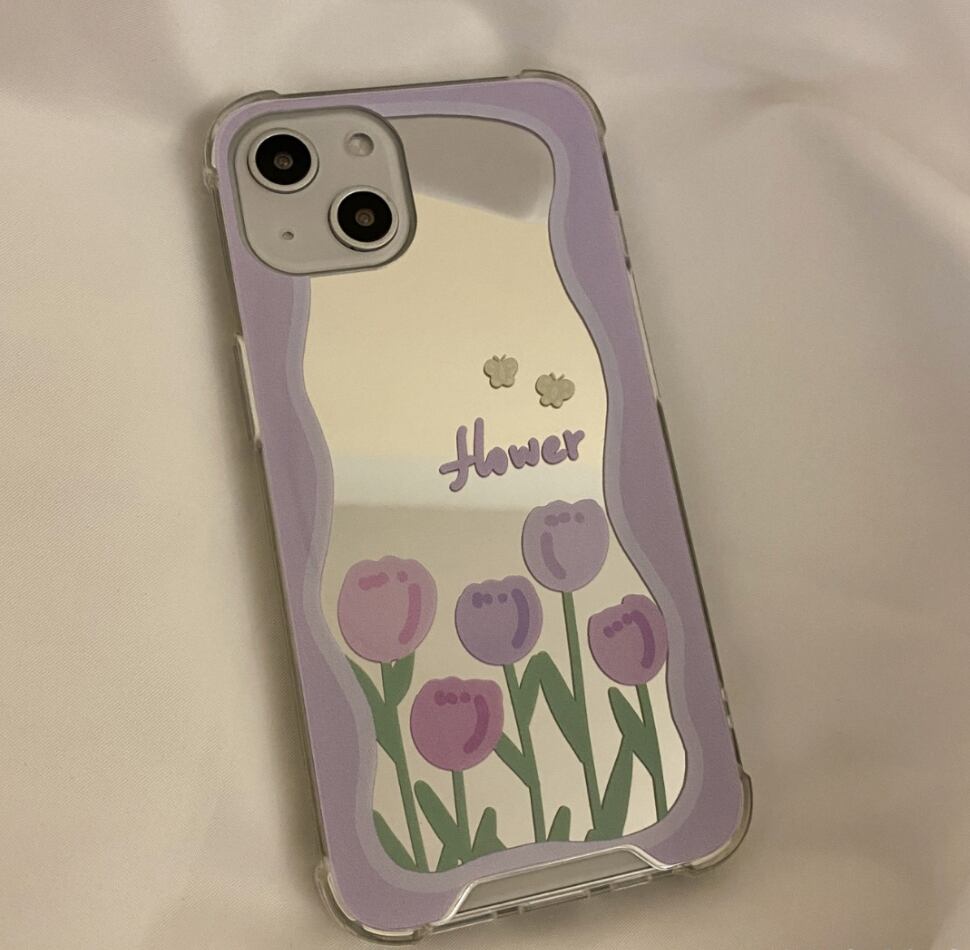 チューリップ柄 ミラー Iphoneケース お花 シルバー パープル 韓国 スマホケース Choice 31 レディースファッション通販