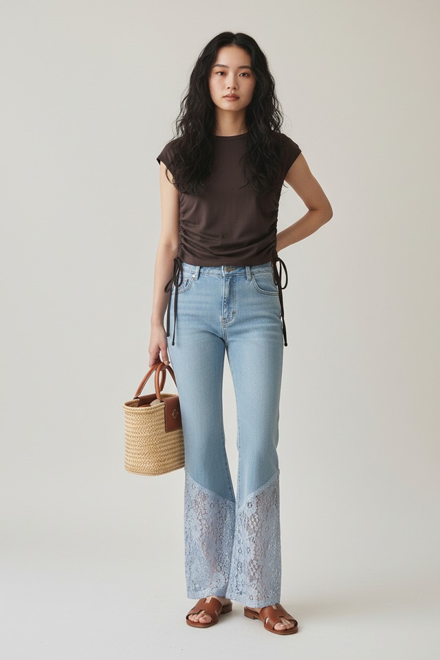 裾レースフレアパンツ