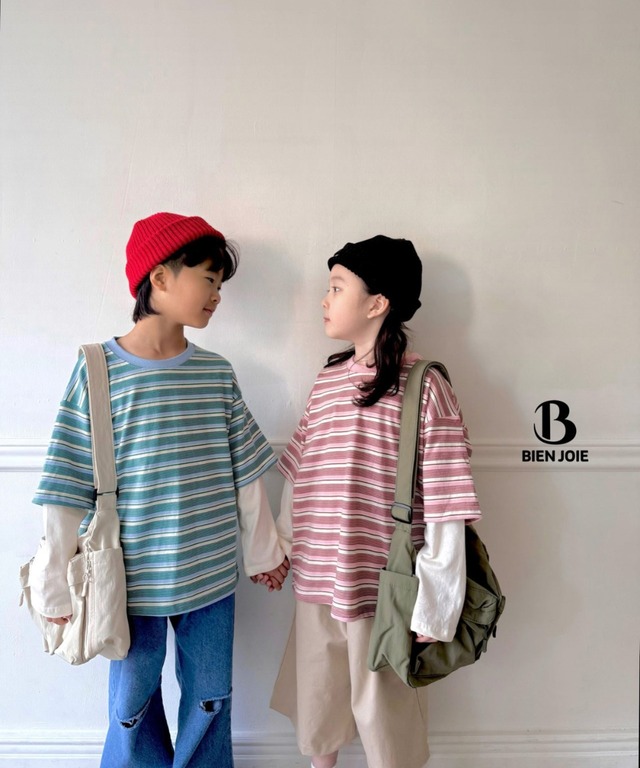 《送料無料》予約:ポロリレイヤードT【BIENJOIE】※ジュニアサイズ