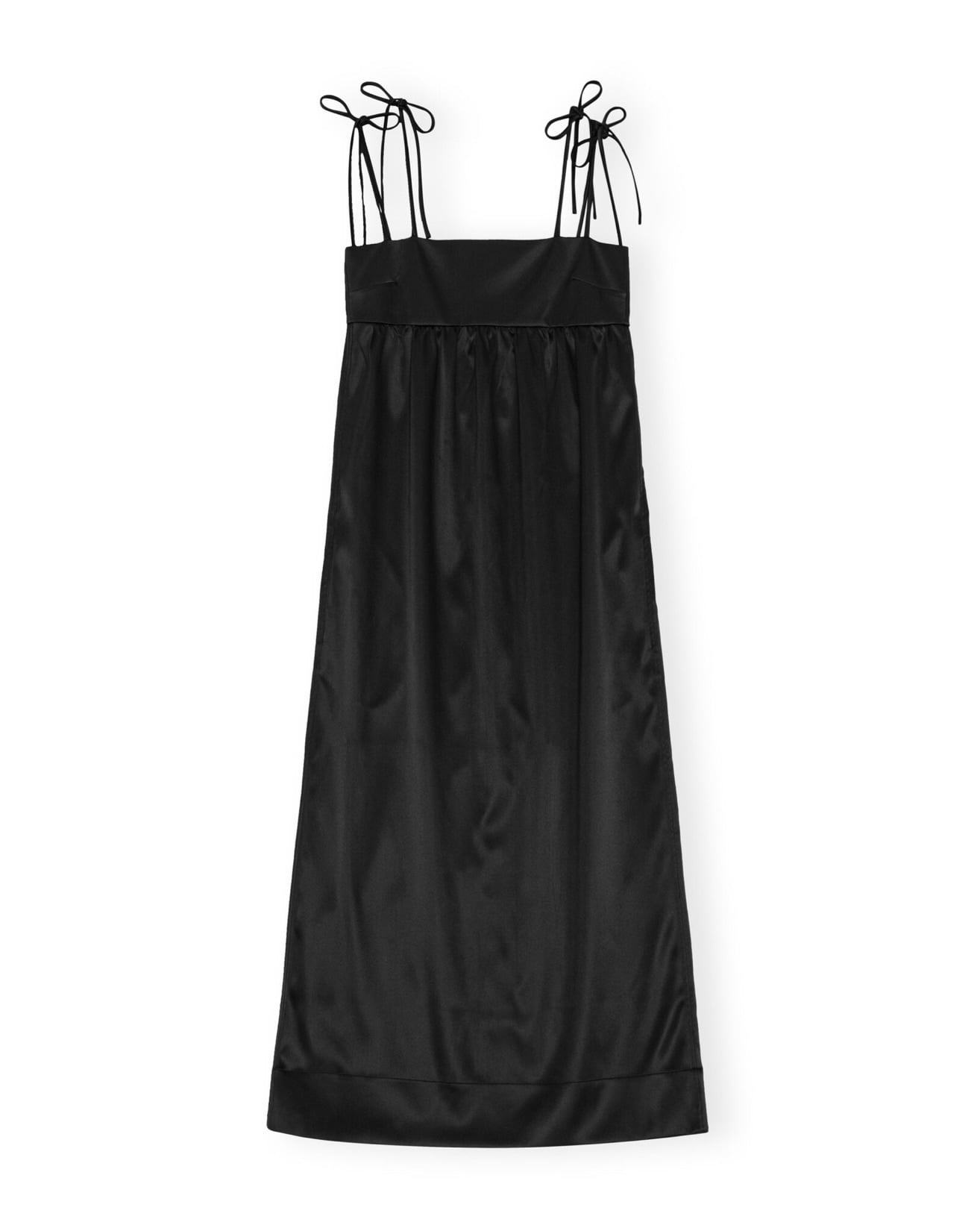 ★Ganni★ブラック ダブル サテン ストリング ロング ドレス GANNI】BLACK DOUBLE SATIN STRING LONG DRESS | idealclasse