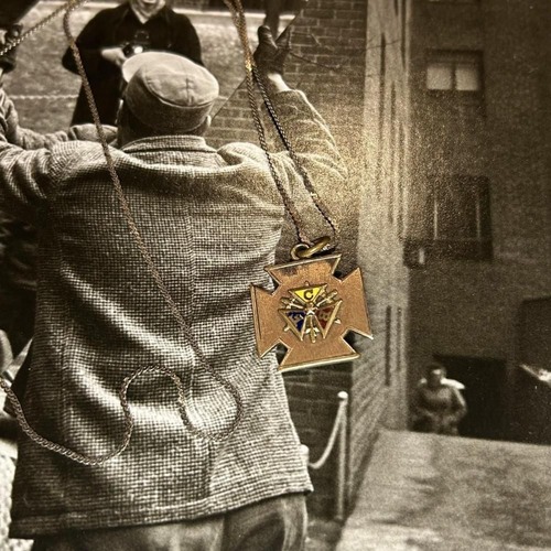 Vintage Odd Fellows Masonic Top Necklace [1930~ Knights of Pythias] Skull Iron Cross