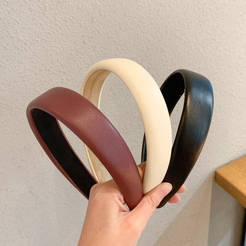 ヘアバンド レザーソリッド カラースタンダードヘアピン レトロ ヘアアクセサリー ソリッドカラー ブラック・アイド・ピーズ9832326659