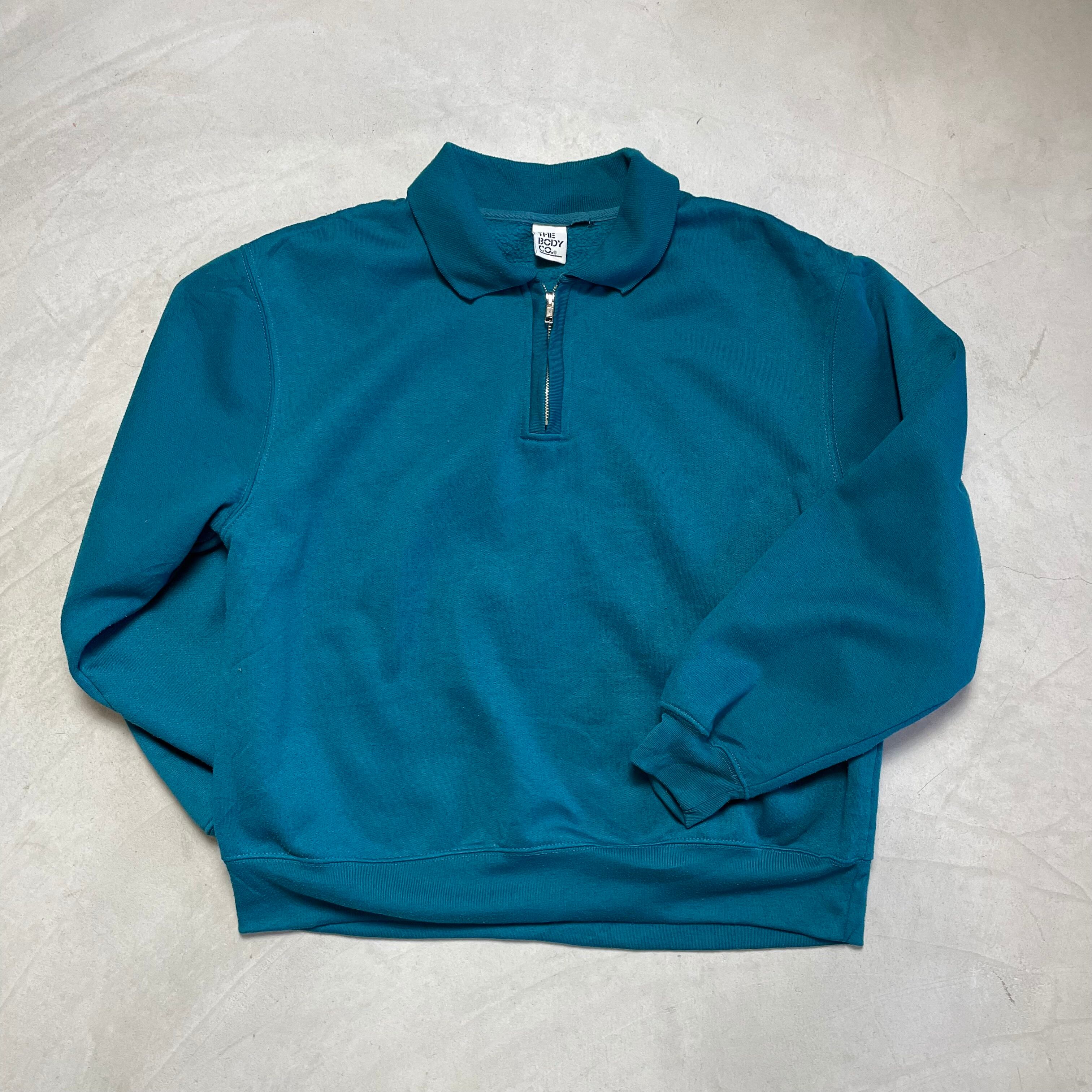 THE BODY CO. ハーフジップ プルオーバー スウェット メンズM相当 古着 プルオーバー トレーナー グリーン 緑色【トレーナー】