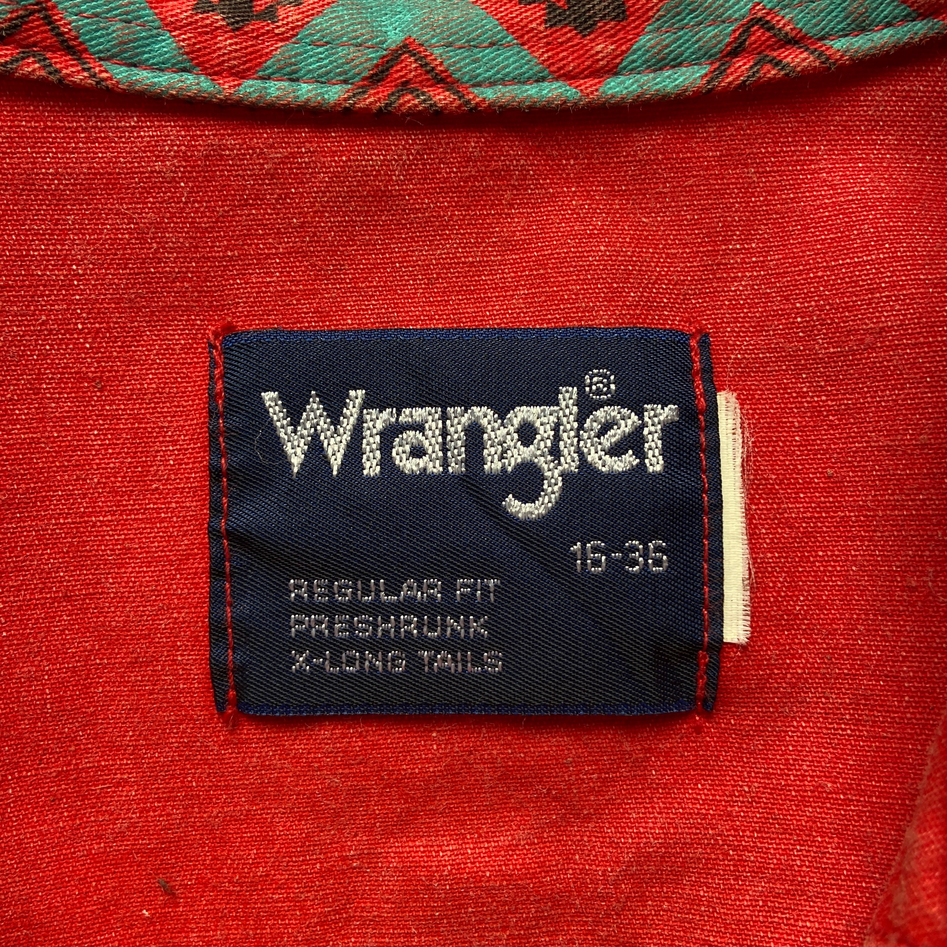 90年代 Wrangler ラングラー ネイティブ 総柄 長袖 ウエスタンシャツ