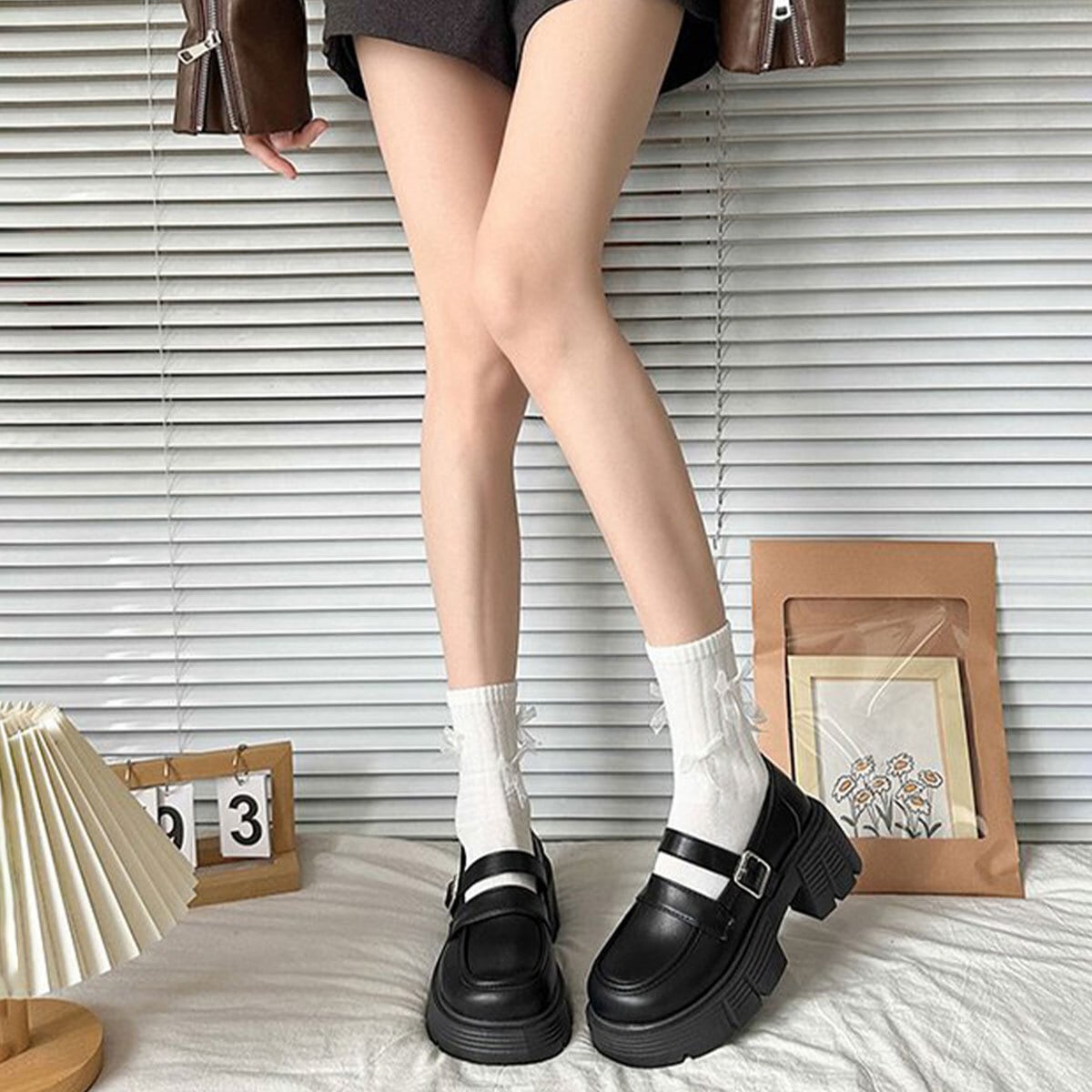 厚底 ローファー ダブルベルト レディース 韓国 PUレザー 通勤 通学