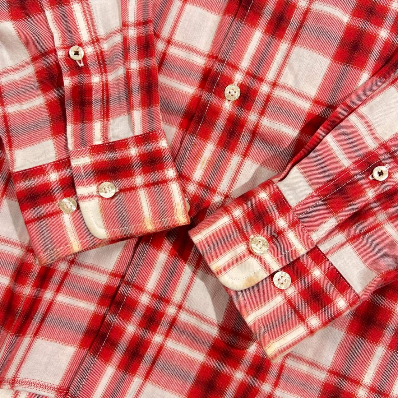 LACOSTE ラコステ チェック柄 BD ボタンダウン 長袖シャツ 3/レッド系 メンズ