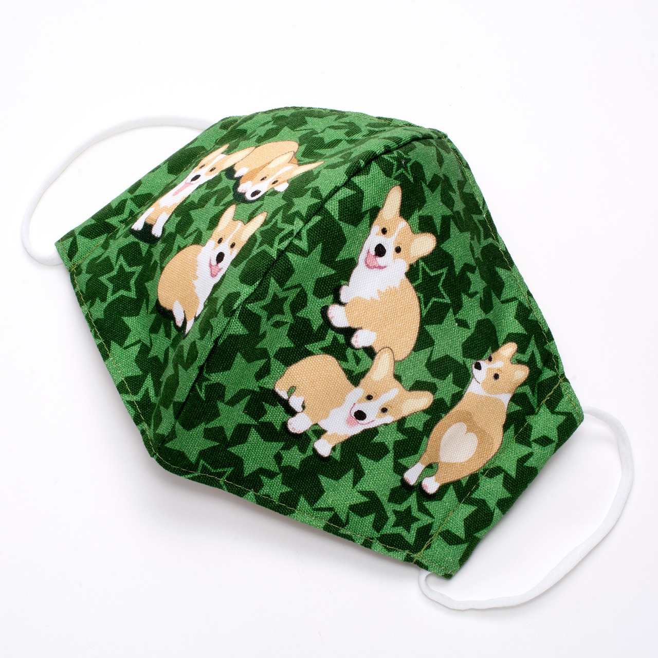 みんなが元気になるマスク 大人用 コーギー グリーン マスク 三層構造 抗ウイルス 抗菌 防臭 日本製 立体 EM-126G