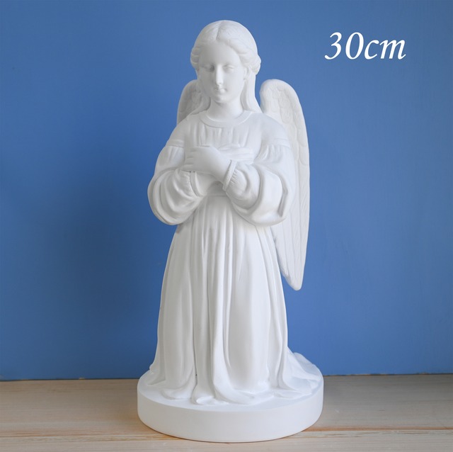 礼拝する天使像【30cm】室内用白色仕上げ