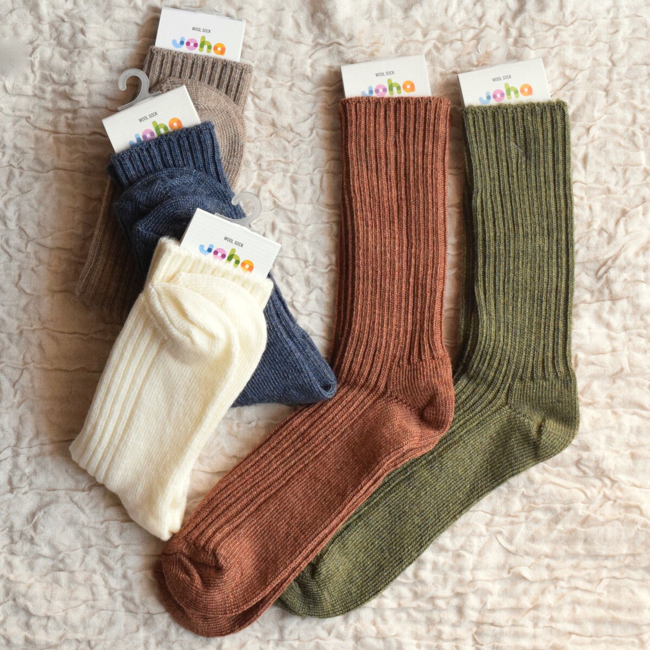 JOHA（ヨハ）wool socks / 39-42サイズ：メリノウール リブソックス