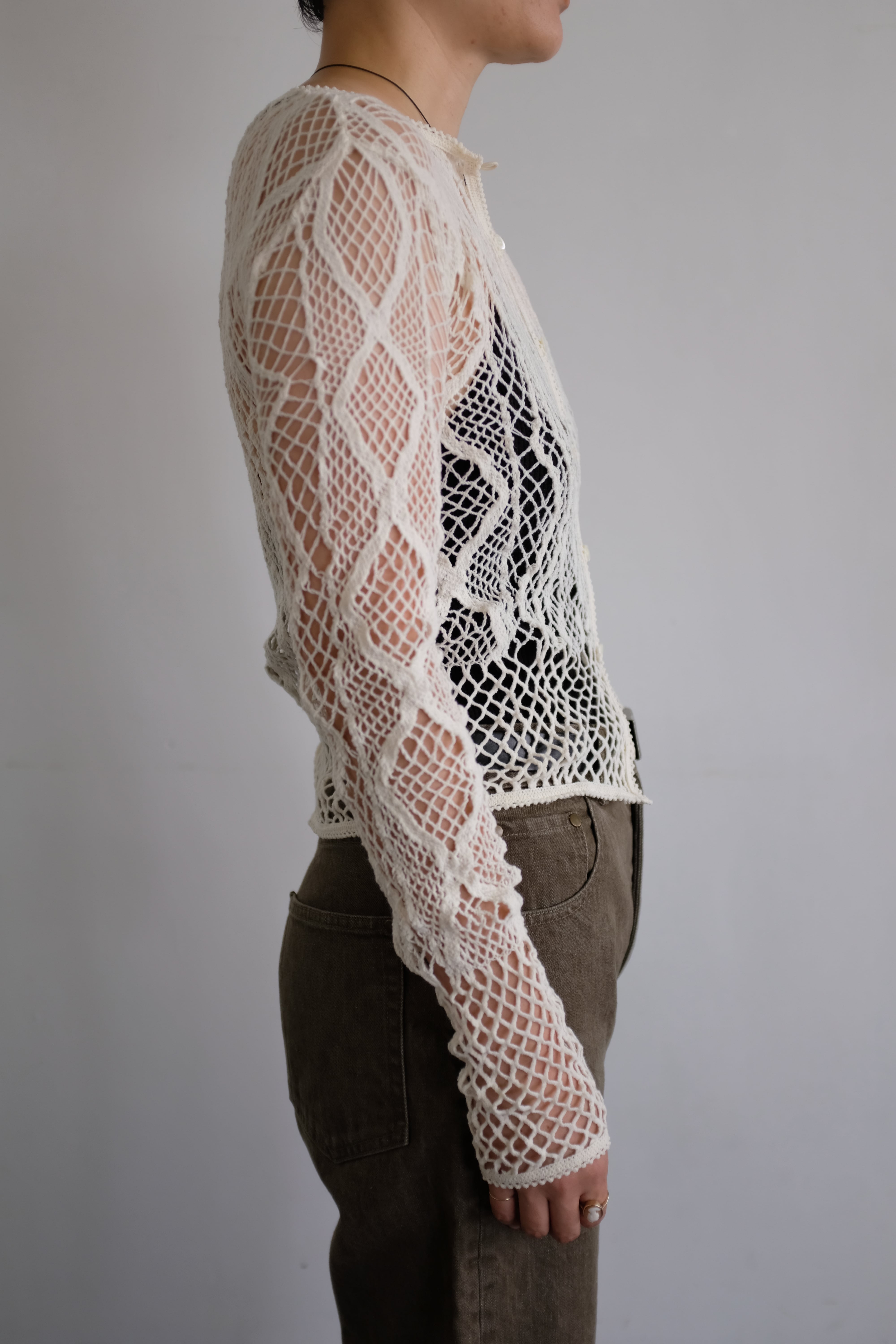 EUCHRONIA] Stretch Lace Cardigan / Ivory | YES-姫路の美容院と服の