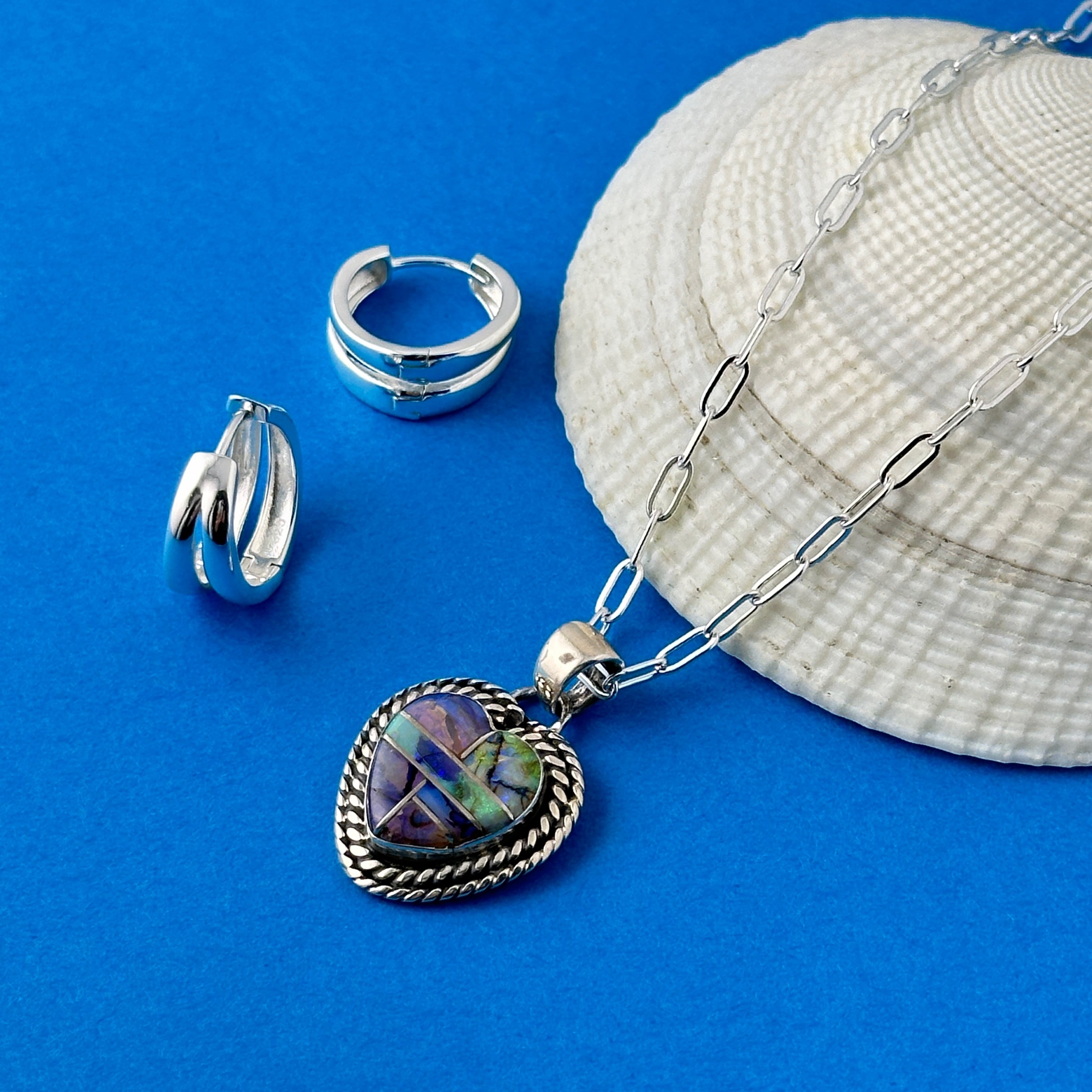 Indian Jewelry 》京都オパール一点物 ハート ペンダント ネックレス