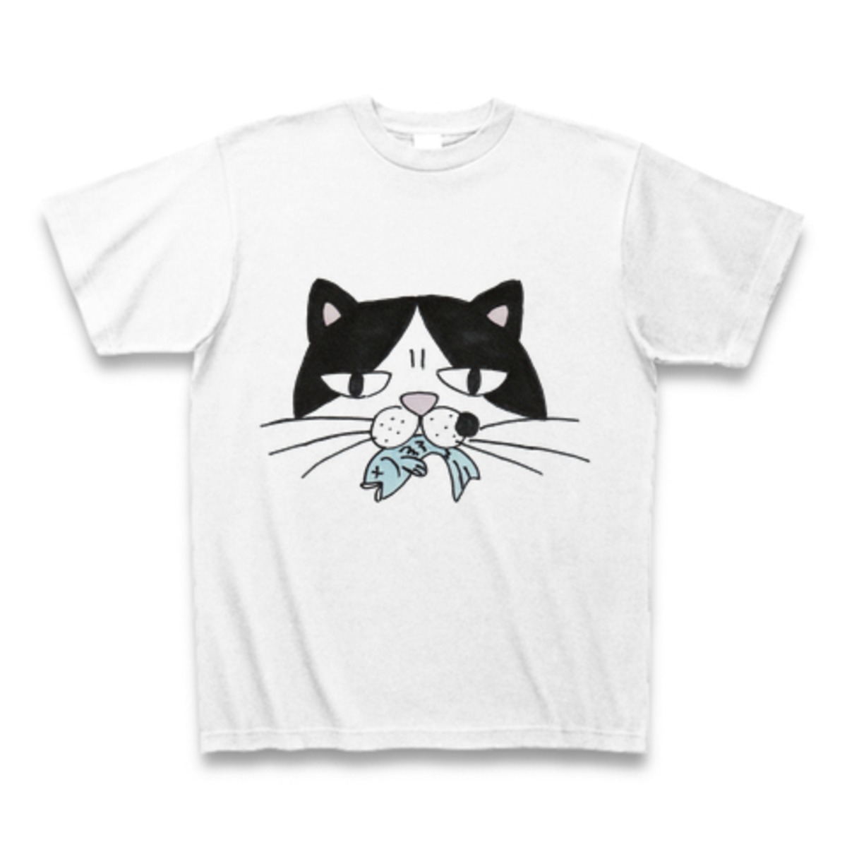 ドラ猫tシャツ おもしろい ネタ 手描き イラスト 可愛い 生き物 半袖 白 大人サイズ 送料無料 Veritist