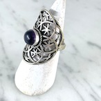 リング　大きなメタル台　シルバー　濃い紫の石　18号フリー 12acdg43-1