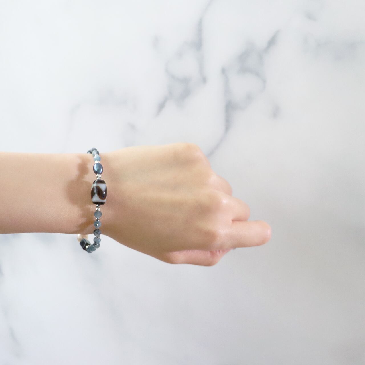 アクアマリンと天珠アマゾナイトと天珠 ONLINE SHOP限定】【CLEAN UP】虎牙天珠×アイスアマゾナイト