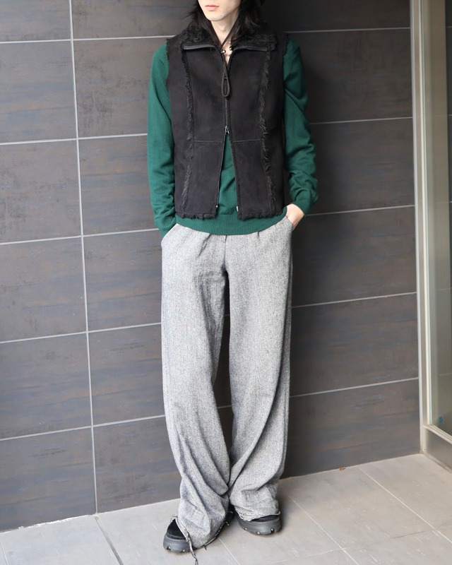 Boa design double zip vest
