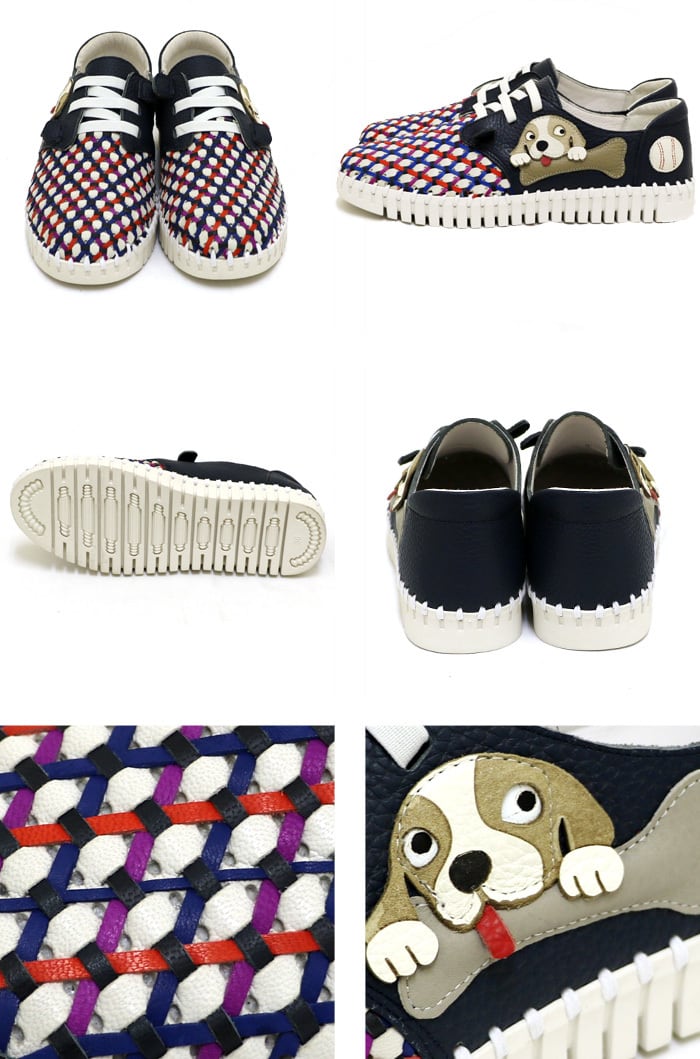 エスタシオン　ワンちゃん　犬　本革　ハイカットスニーカー　ホワイト　23.5㎝ 9019-2401【ﾚﾃﾞｨｰｽ】Estacion～エスタシオン～・ワンちゃんモチーフ本