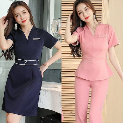 上品 】ユニフォーム エステ サロン ワンピース 通勤 レディース 女性