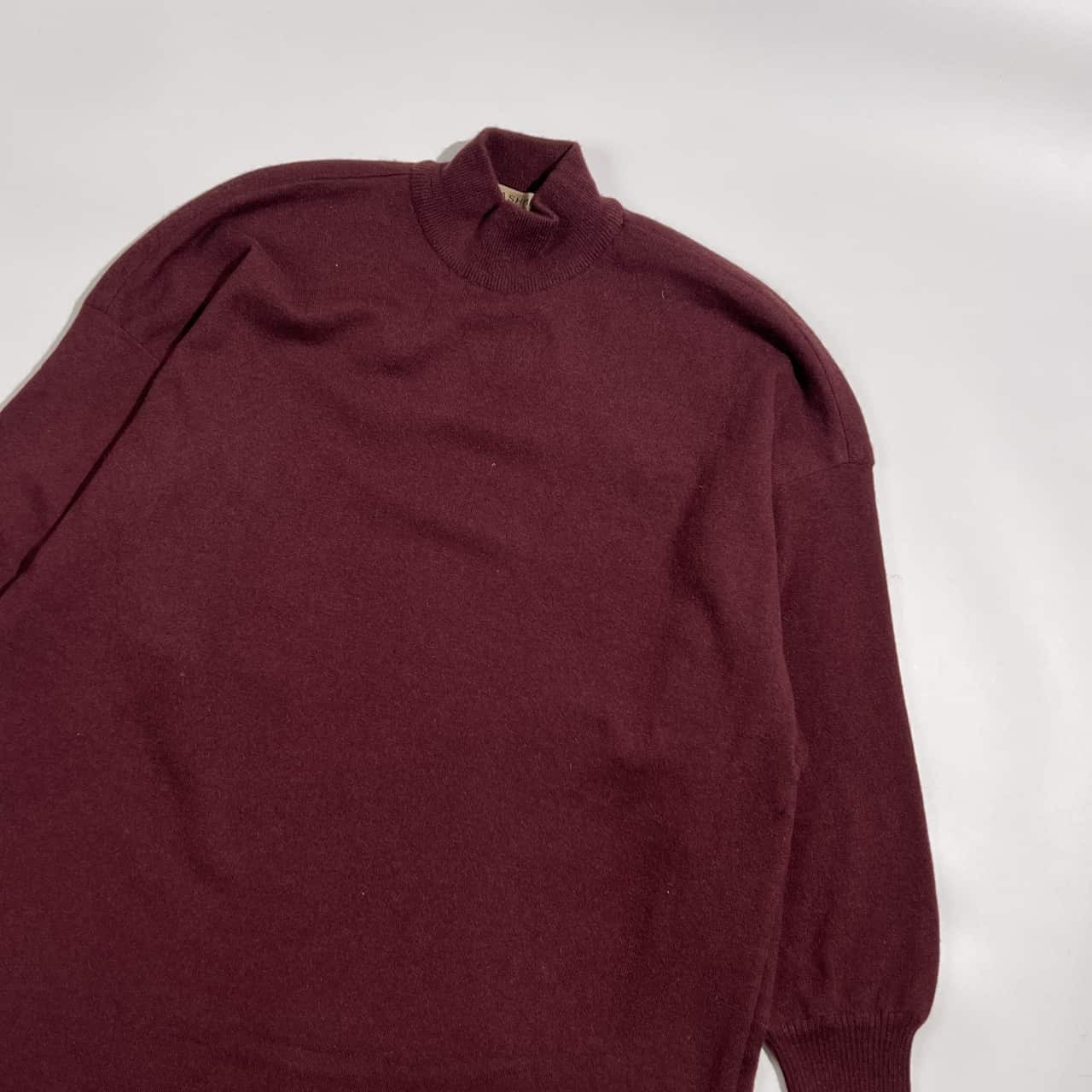 カシミヤ100% CASHMERE by poushal カシミヤ ドルマン風スリーブ チュニック丈 ニット セーター 42 /ボルドー系 レディース