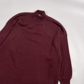 カシミヤ100% CASHMERE by poushal カシミヤ ドルマン風スリーブ チュニック丈 ニット セーター 42 /ボルドー系 レディース