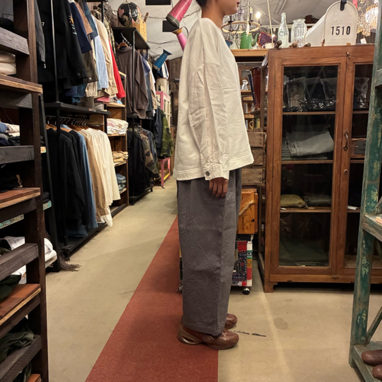 homspun 10oz Denim Gathered Pants　ホームスパン　10オンスデニムギャザーパンツ　グレー　イージーパンツ　ワイドパンツ　厚手デニム