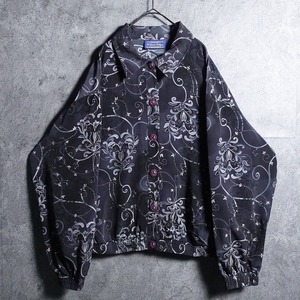 Black Damask Pattern Design Blouson