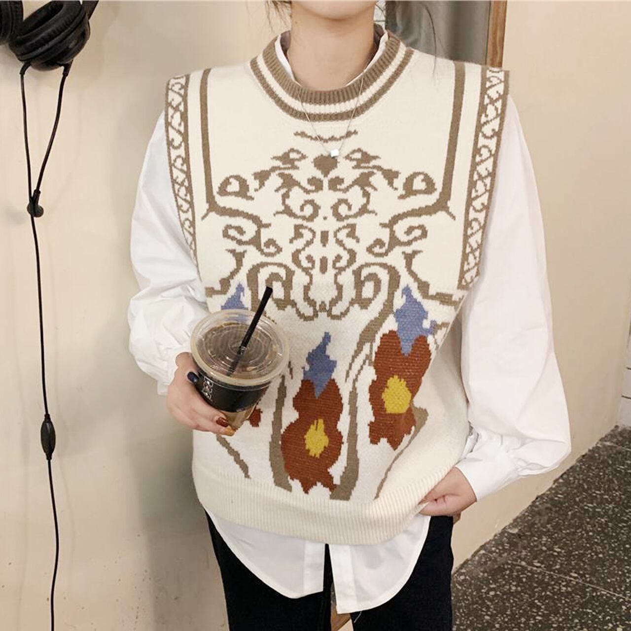 トップス MURRAL / Framed single-flower knit tank Framed single-flower knit tank