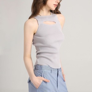 open chest rib knit tank top   101077