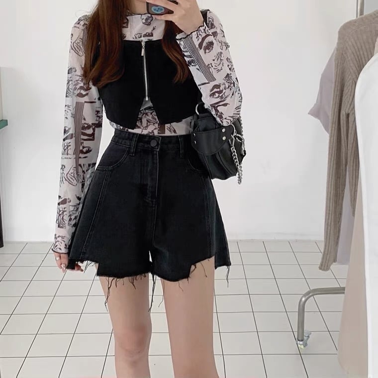 【新作】【送料無料】 夏のホットな女の子のためのデニムショートパンツ 2021 新しい大きいサイズの A ラインルーズホットパンツトレンディな夏薄いスタイル痩身 0399376707620