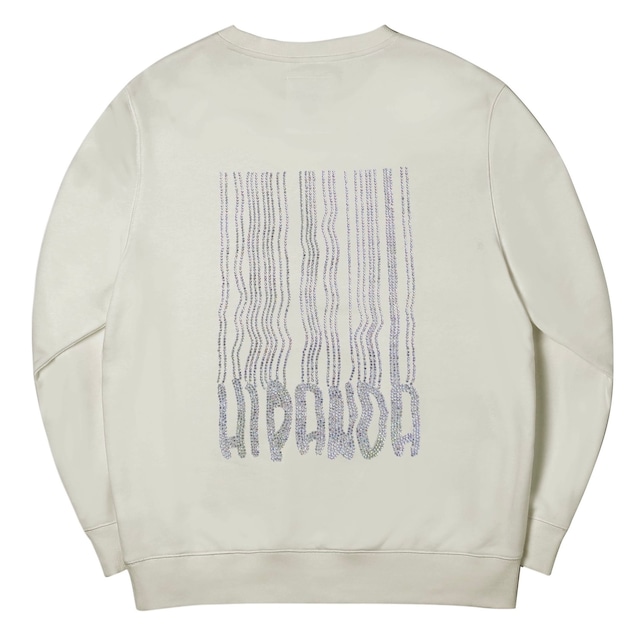 送料無料【HIPANDA ハイパンダ】男女兼用 ラインストーン クルーネック スウェット トレーナー UNISEX  CREW NECK SWEAT SHIRT / BEIGE・BLACK・GREEN