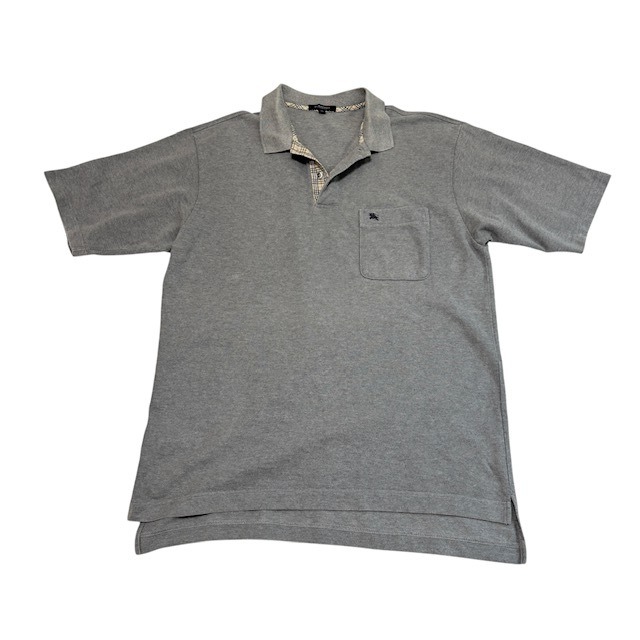 古着  バーバリーロンドン BURBERRY LONDON 半袖ポロシャツ クリーニング済み グレー ノバチェック柄 メンズ 大きいサイズ ２L