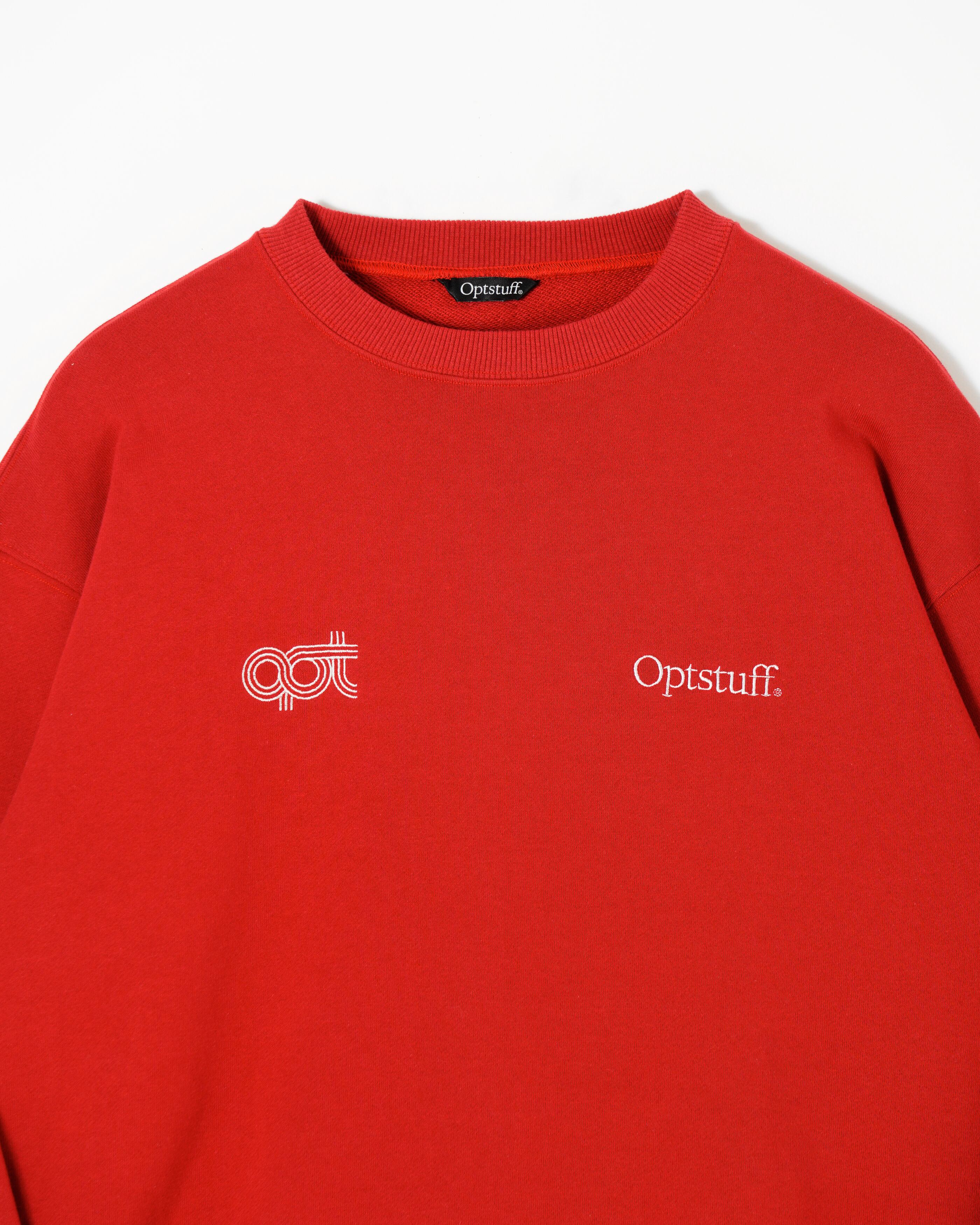 OPTSTUFF] CREWNECK SWEAT SHIRT (RED) | OPTSTUFF