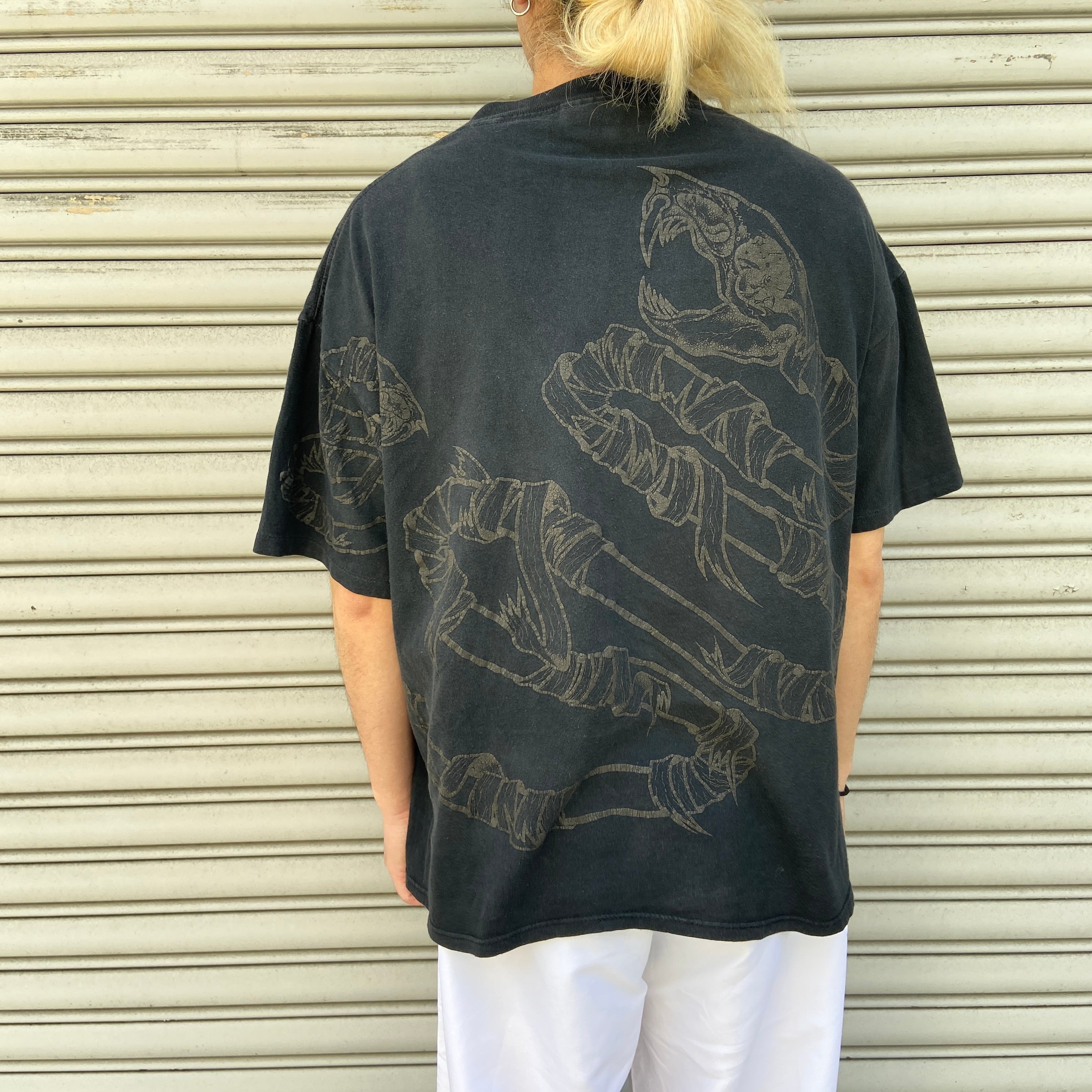 90s メタリカ バンドTシャツ 総柄 USA製 XL パスヘッド 黒 大判 | 古着