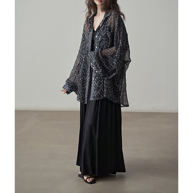 Texture sheer shirt【2color】 C0216