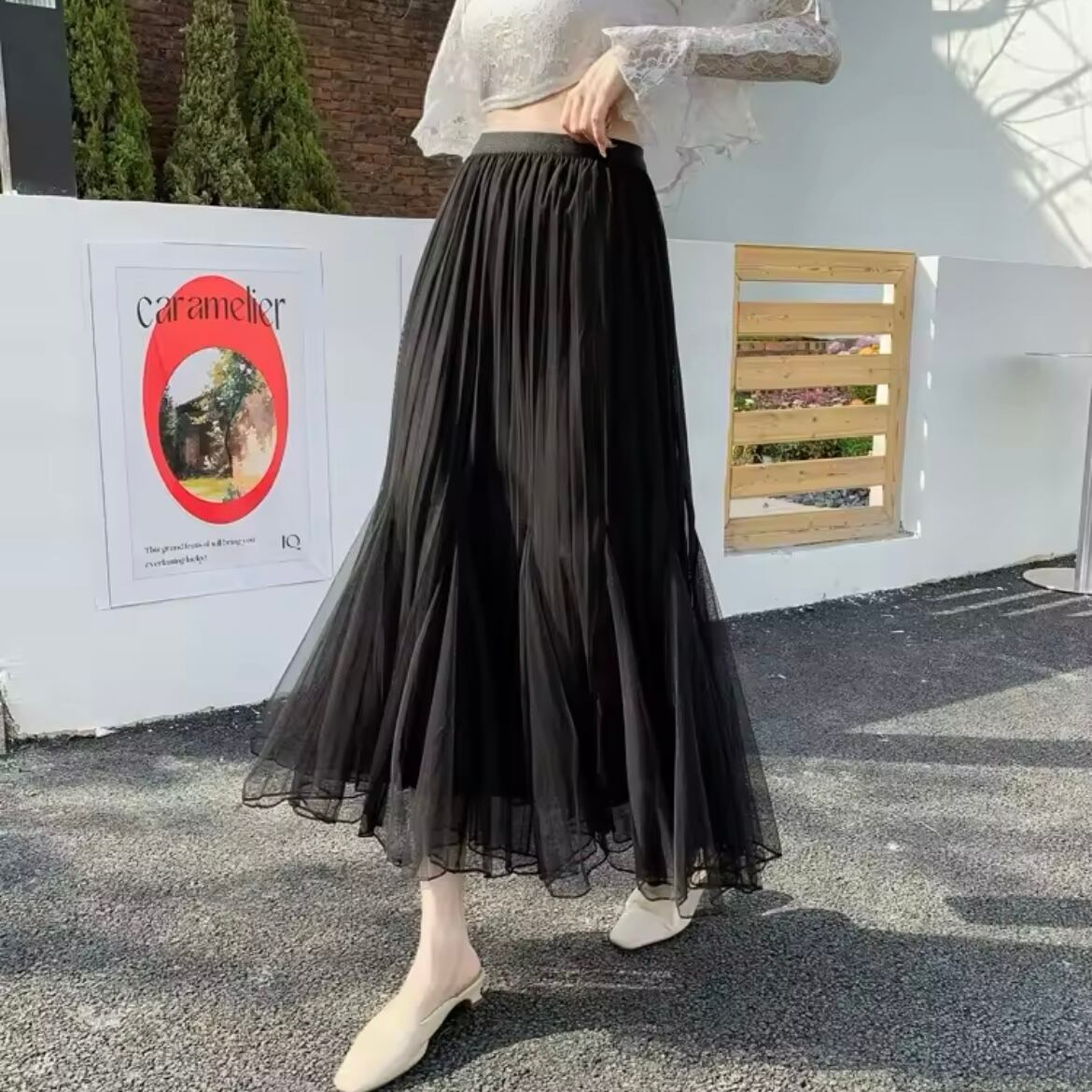 シフォンプリーツマーメイドスカート