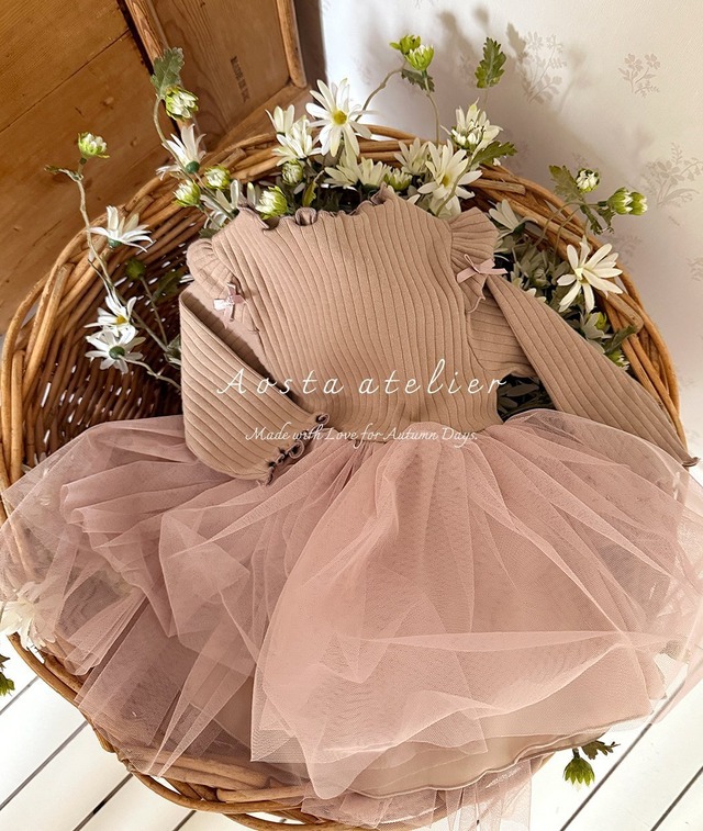 [即納M/L]≪Aosta≫camellia dress brown 2