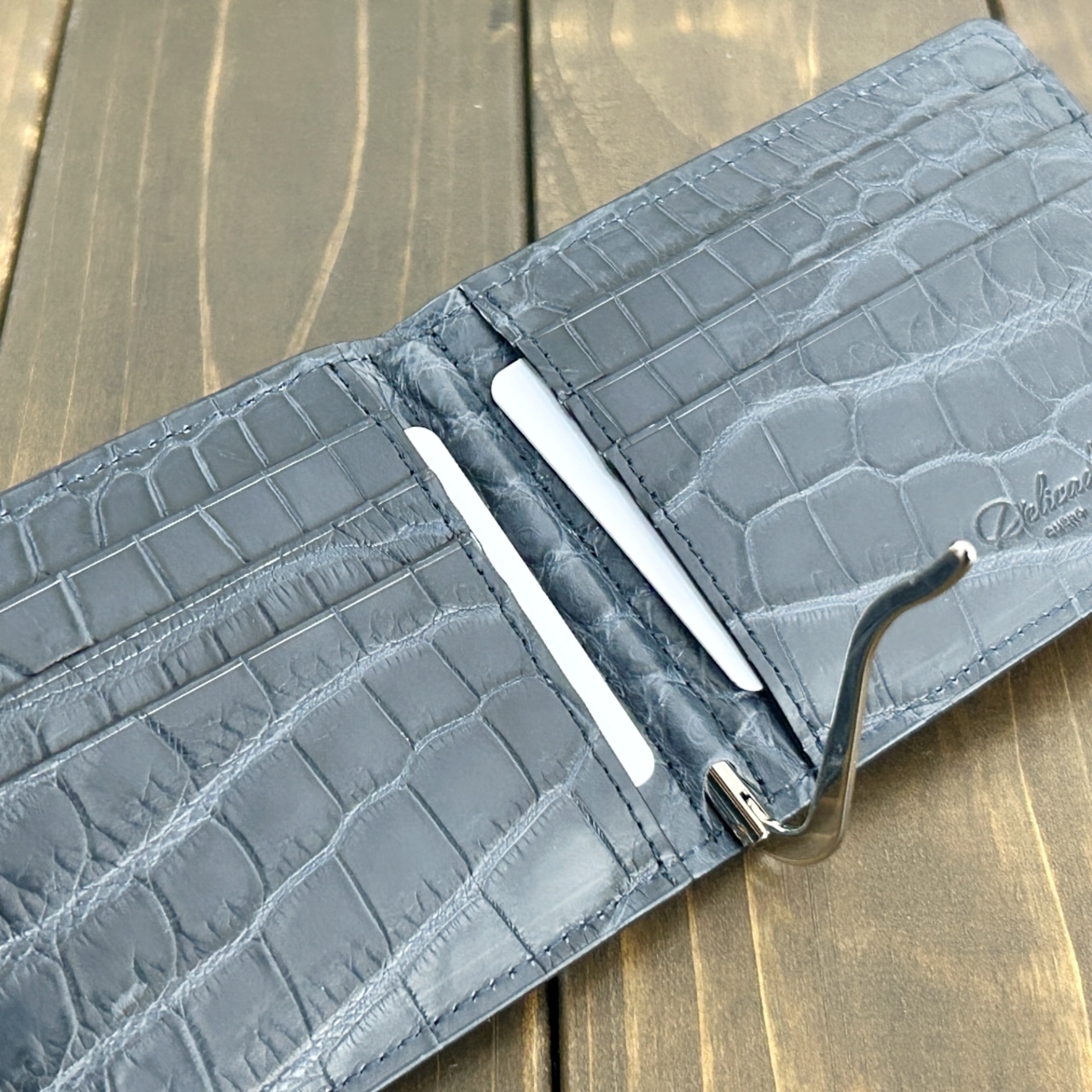 クロコダイル 無双 マネークリップ ブルーグレー