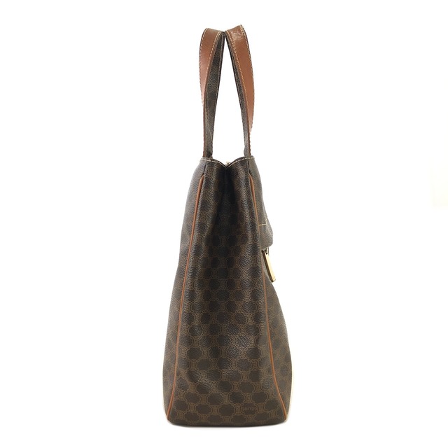 CELINE セリーヌ マカダム  PVC レザー フロントファスナー スクエア トートバッグ ブラウン vintage ヴィンテージ オールド mpgnga