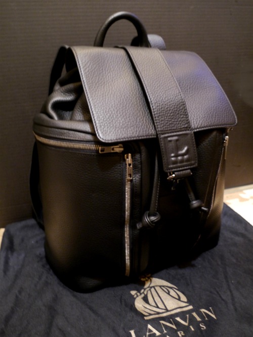 レア美品20万◆LANVIN ランバン ユニセックス オールレザー リュック バックパック 黒◆