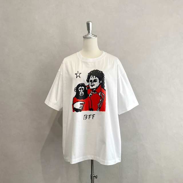 「BFF」ボックスシルエットTシャツ/ホワイト【Yuki Horimoto】