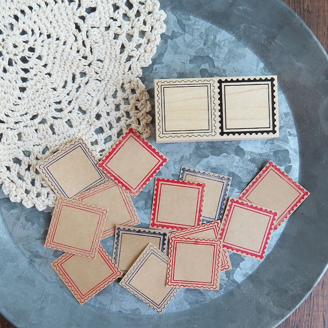 切手風フレームスタンプ 黒&白 30×60 371