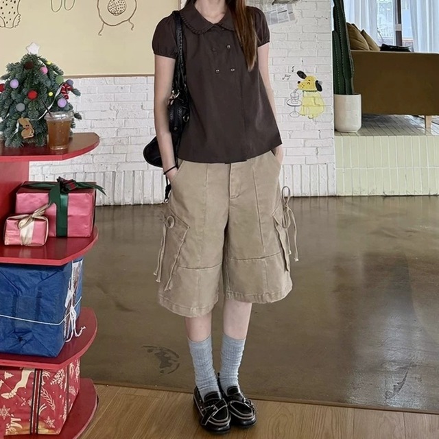 サイドリボンユーティリティカーゴショートパンツ 2col   R02476