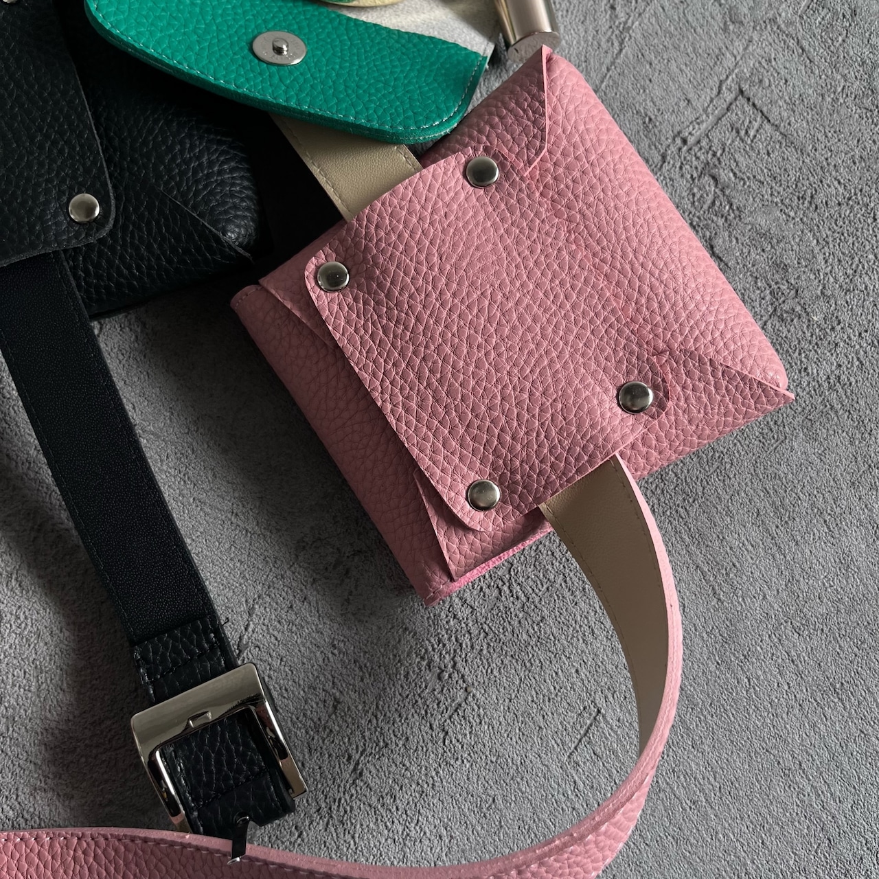 fake leatherbelt bag/4color