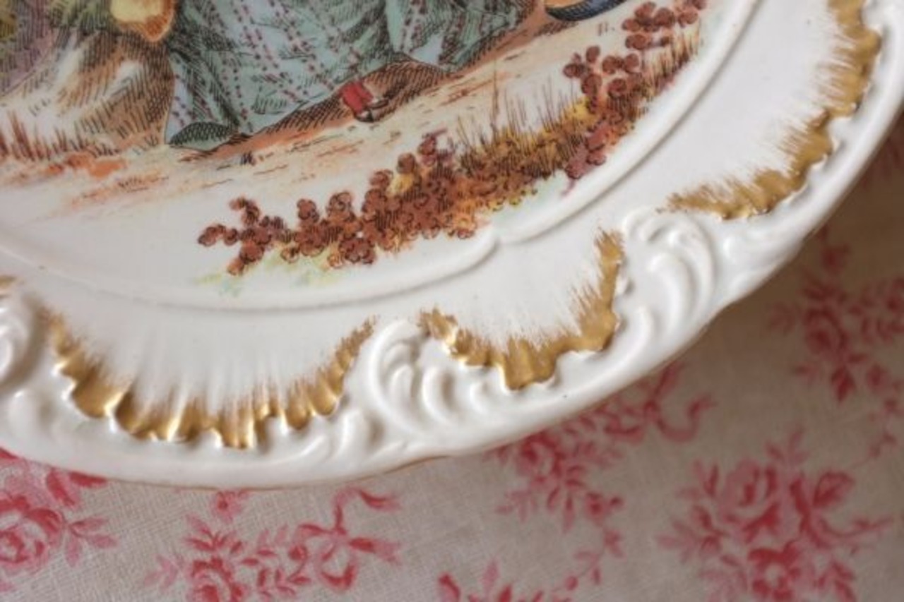 1875s Sarreguemines 侯爵と公爵夫人 プレートa