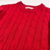 nano universe ナノユニバース ケーブル編み ウール混 ニットセーター サイズ S /レッド/男女でも