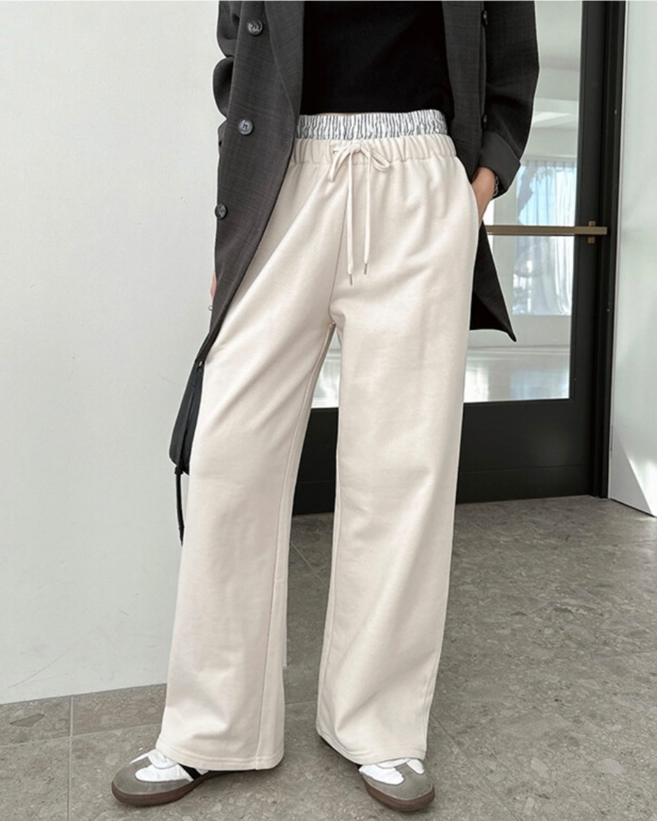 calm double waist sweat pants <2color>