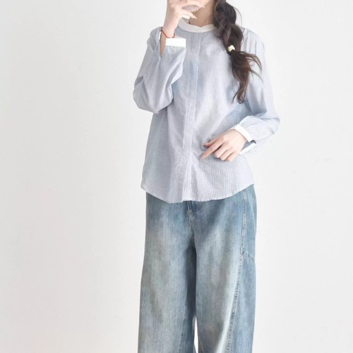 クレリックストライプブラウス ・9862